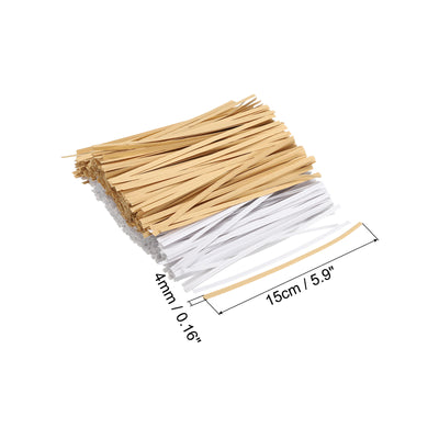 Harfington Twist Ties 5.9" Paper Closure Tie for Party Bags, Candy, Brown White Each 500pcs
