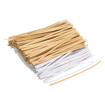 Harfington Twist Ties 5.9" Paper Closure Tie for Party Bags, Candy, Brown White Each 500pcs