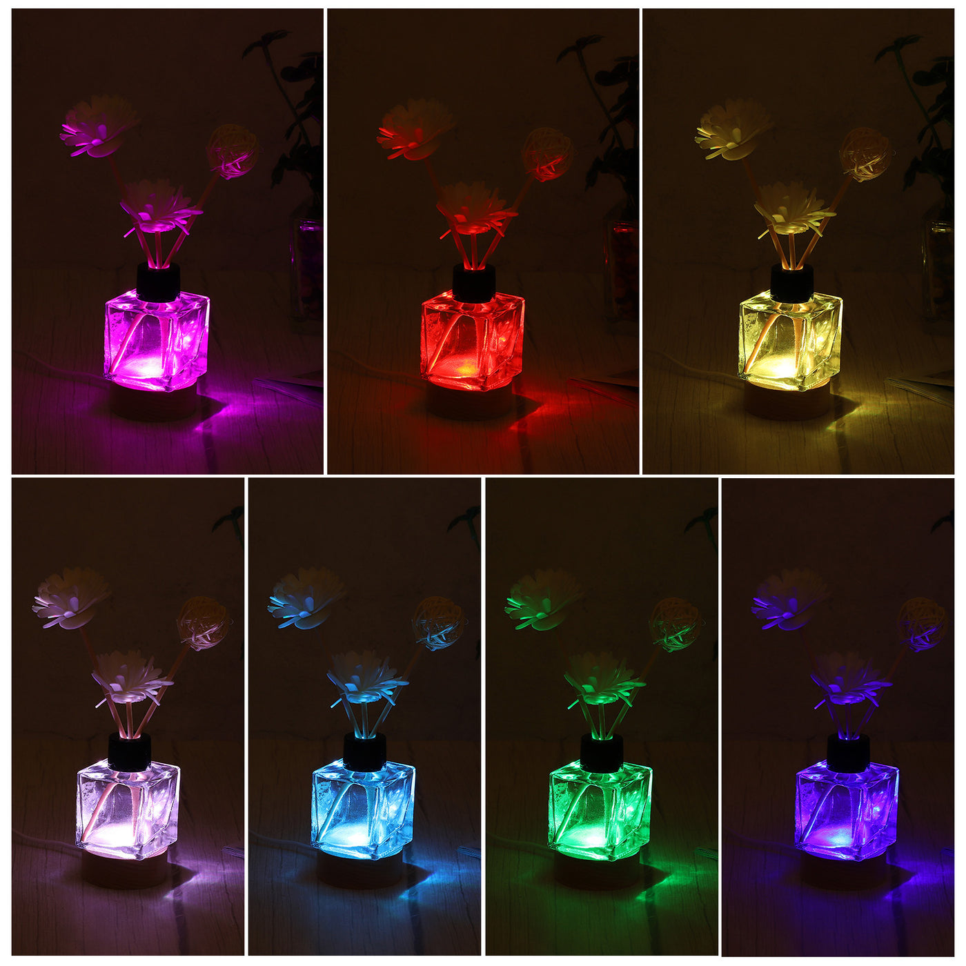 Harfington LED Wood Ball Stand Holders Displays 10x2cm Colorful Light Round Remote Control