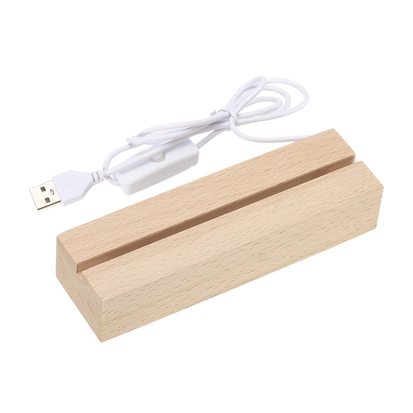 Harfington LED Wooden Ball Stand Holders Displays Base 15x4.5x3cm White Light Square