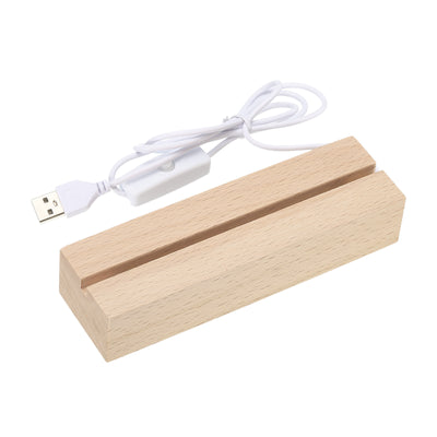 Harfington LED Wooden Ball Stand Holders Displays Base 15x4.5x3cm White Light Square