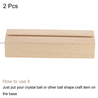 Harfington LED Wooden Ball Stand Holders Displays 15x4.5x3cm White Light Square Pack of 2