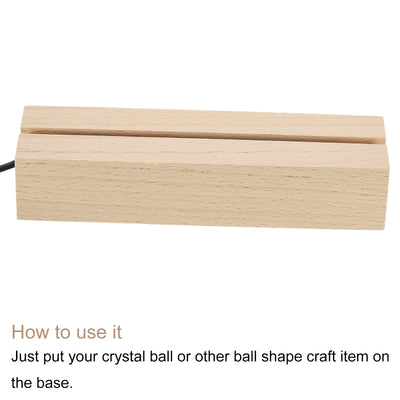 Harfington LED Wooden Ball Stand Holders Displays Base 15x4.5x3cm 3 Color Light Square