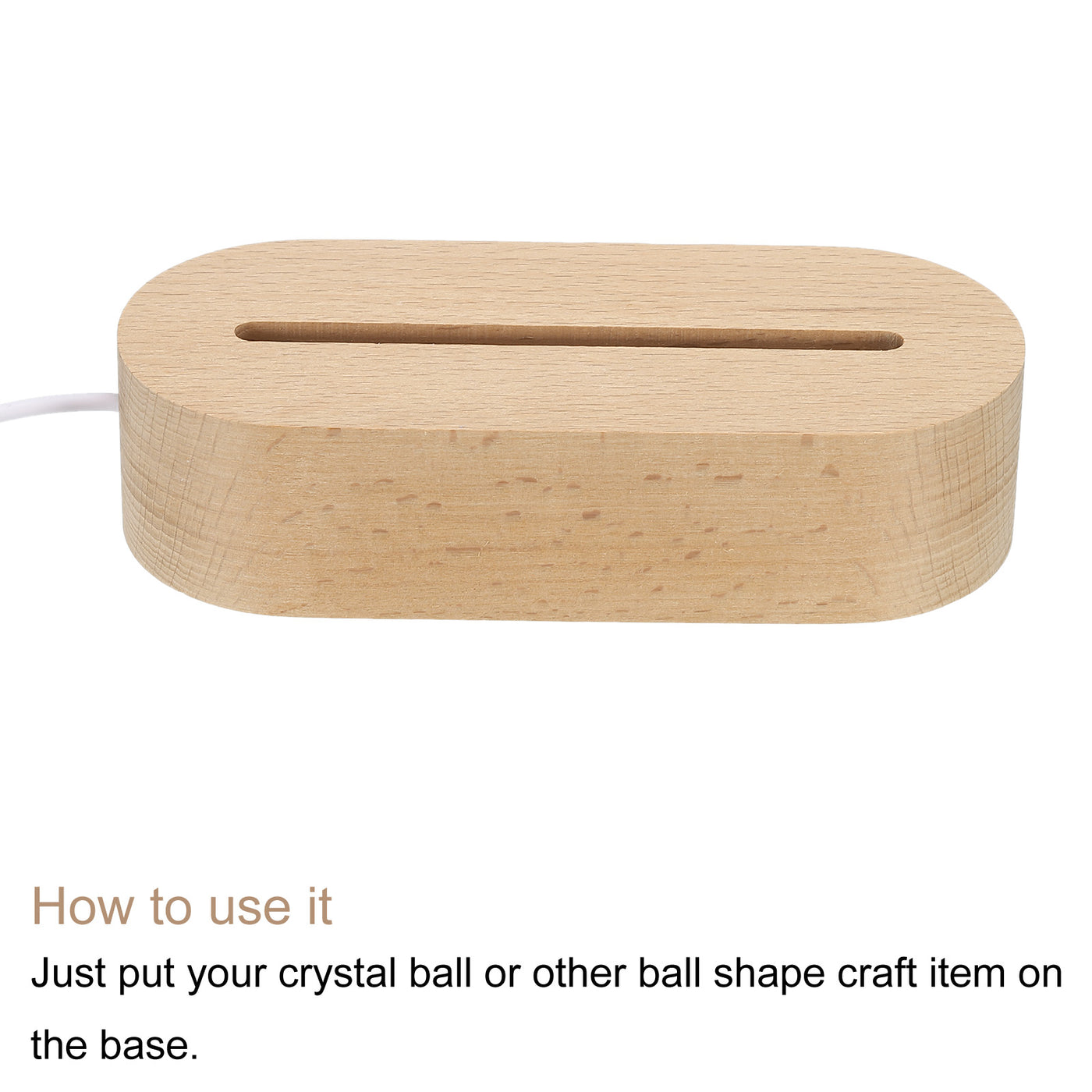 Harfington LED Wooden Ball Stand Holders Displays 14.5x6x3.5cm White Light Oval Pack of 2