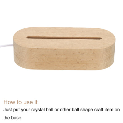 Harfington LED Wooden Ball Stand Holders Displays 14.5x6x3.5cm White Light Oval Pack of 2