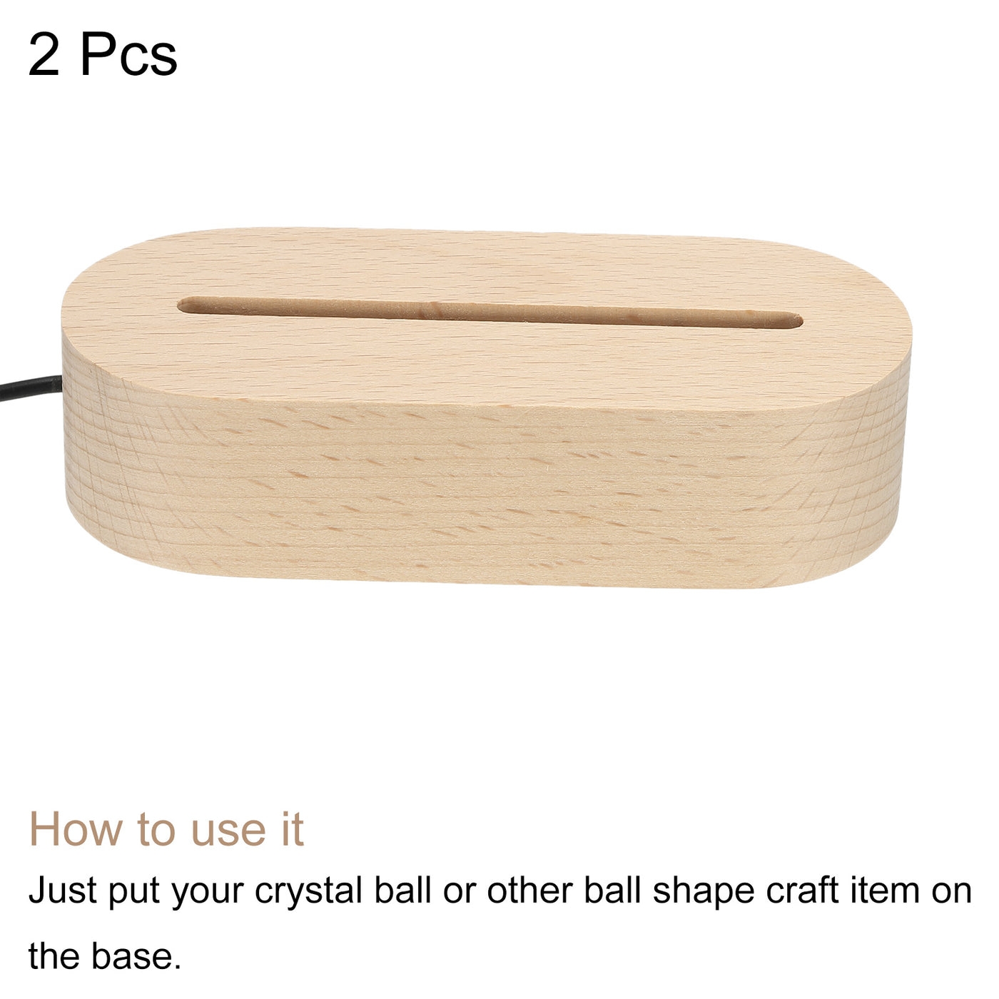 Harfington LED Wooden Ball Stand Holders Displays Base 14.5x6x3.5cm 3 Color Light Oval