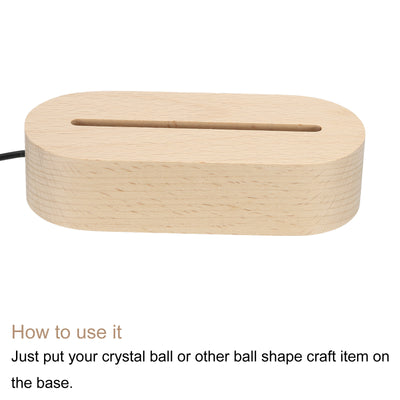 Harfington LED Wood Ball Stand Holders Displays 14.5x6x3.5cm 3 Color Light Oval Pack of 2