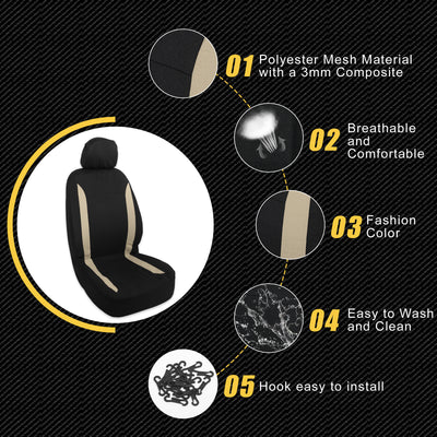 Harfington 4pcs Universal Interior Car Seat Covers Head Rest Cover Washable Flat Padding Polyester Sponge Car Seat Covers Fit for Cars Trucks and SUVs