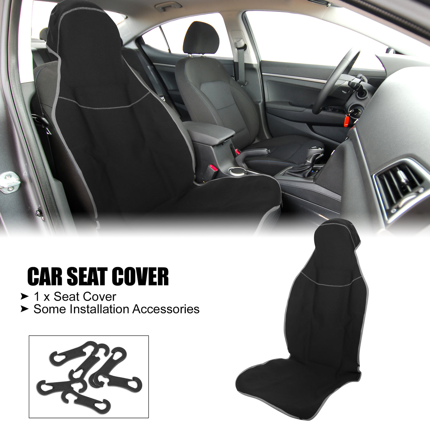 X AUTOHAUX Universal Interior Car Seat Covers Durable Washable Flat Padding Neoprene Car Seat Covers Fit for Cars Trucks and SUVs Gray