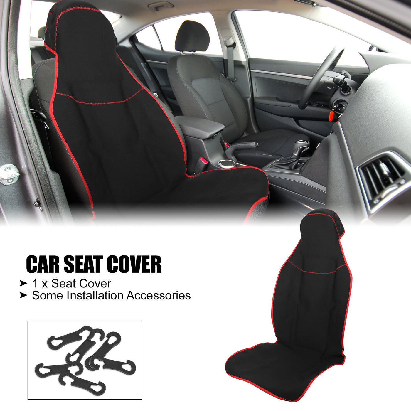 X AUTOHAUX Universal Interior Car Seat Covers Durable Washable Flat Padding Neoprene Car Seat Covers Fit for Cars Trucks and SUVs Red