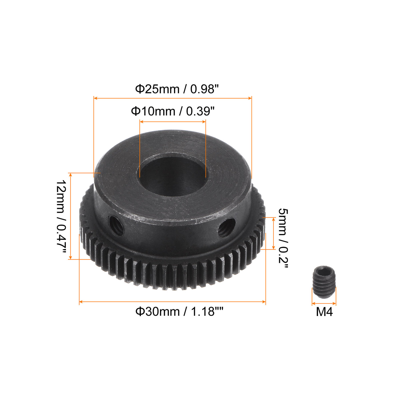 uxcell Uxcell 0.5 Mod 58T 10mm Bore 30mm Outer Dia 45# Carbon Steel Motor Pinion Gear Set