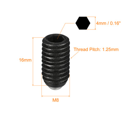 Harfington Ball Point Set Screw, High Carbon Steel Metric Spring Hex Socket Screws
