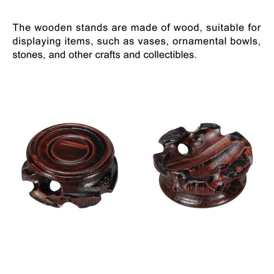 Harfington Wooden Stand Holders Displays Base 40mm Diameter Black for Vase Bonsai Pack of 2