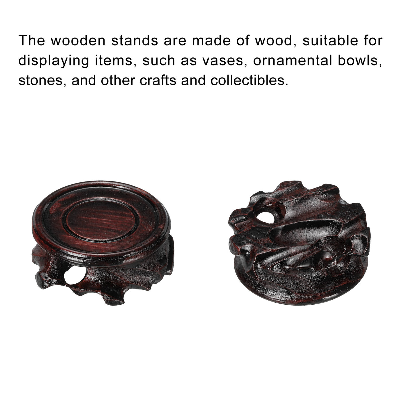 Harfington Wooden Stand Holders Displays Base 50mm Diameter Black for Vase Bonsai Stone