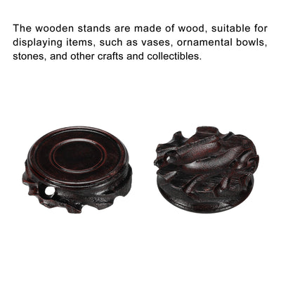 Harfington Wooden Stand Holders Displays Base 60mm Diameter Black for Vase Bonsai Stone