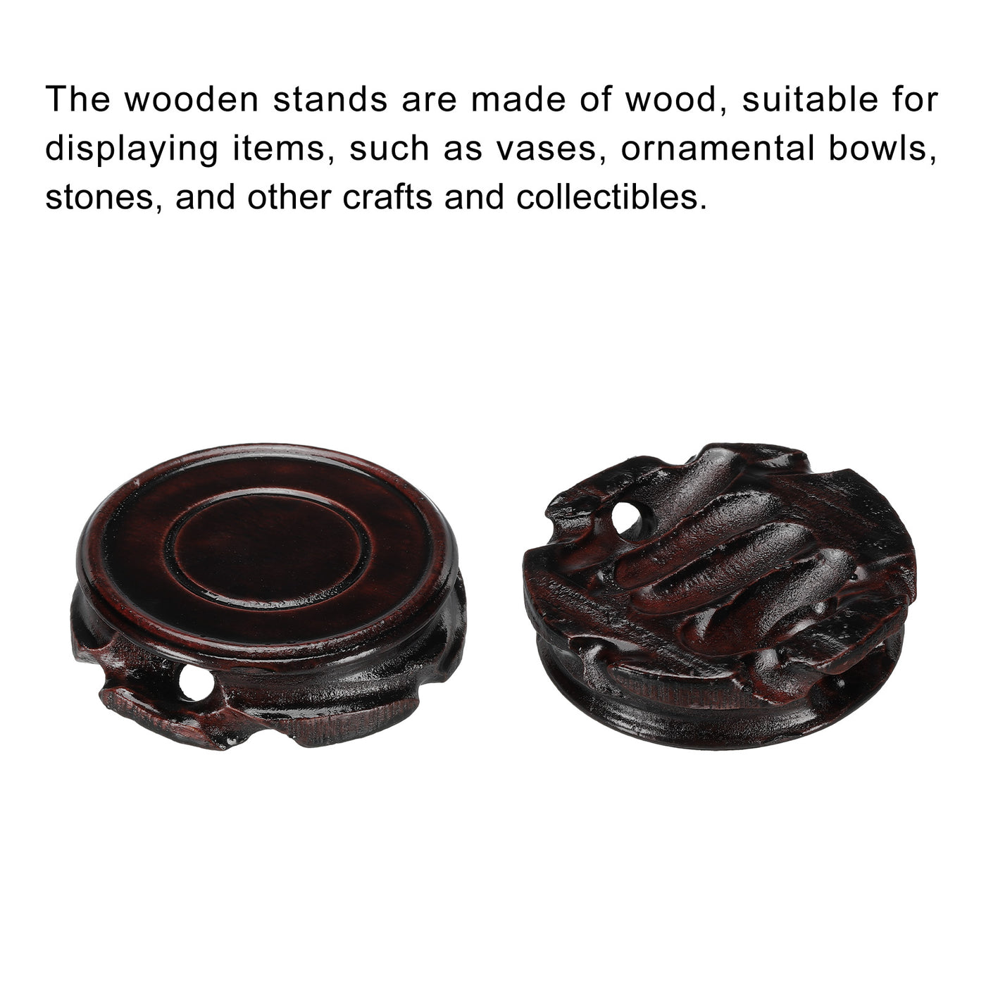 Harfington Wooden Stand Holders Displays Base 70mm Diameter Black for Vase Bonsai Stone