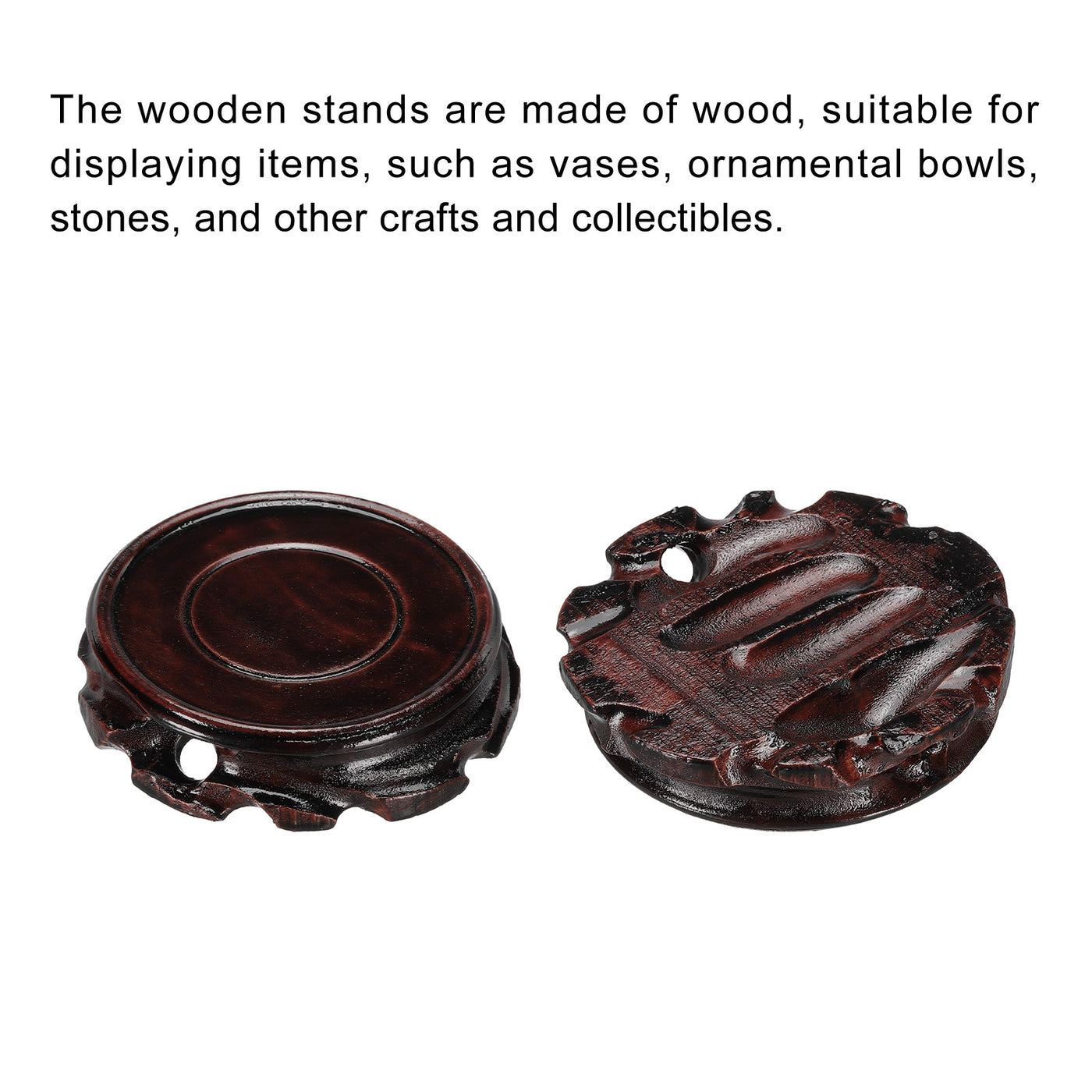 Harfington Wooden Stand Holders Displays Base 80mm Diameter Black for Vase Bonsai Stone