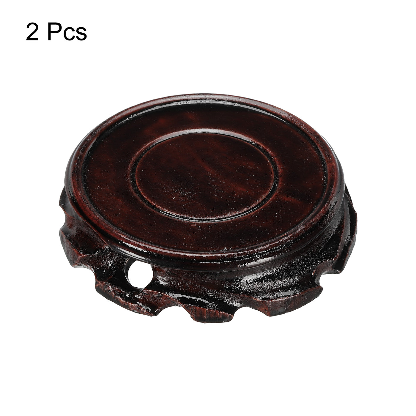 Harfington Wooden Stand Holders Displays Base 80mm Diameter Black for Vase Bonsai Pack of 2