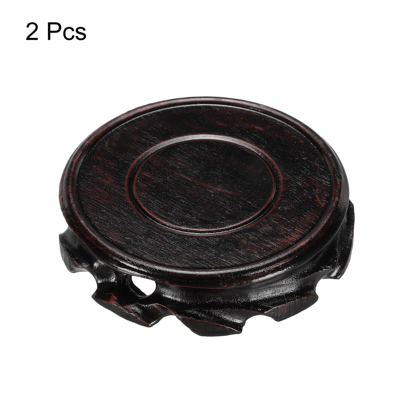 Harfington Wooden Stand Holders Displays Base 90mm Diameter Black for Vase Bonsai Pack of 2