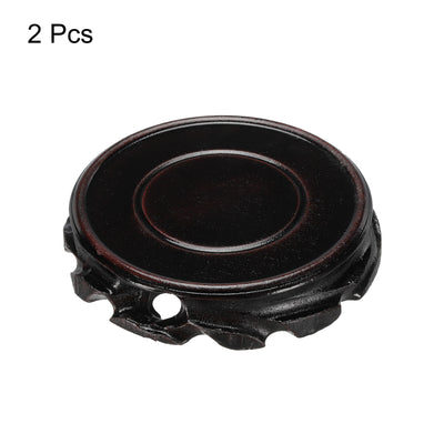 Harfington Wooden Stand Holders Displays Base 100mm Diameter Black Brown for Vase Stone Pack of 2