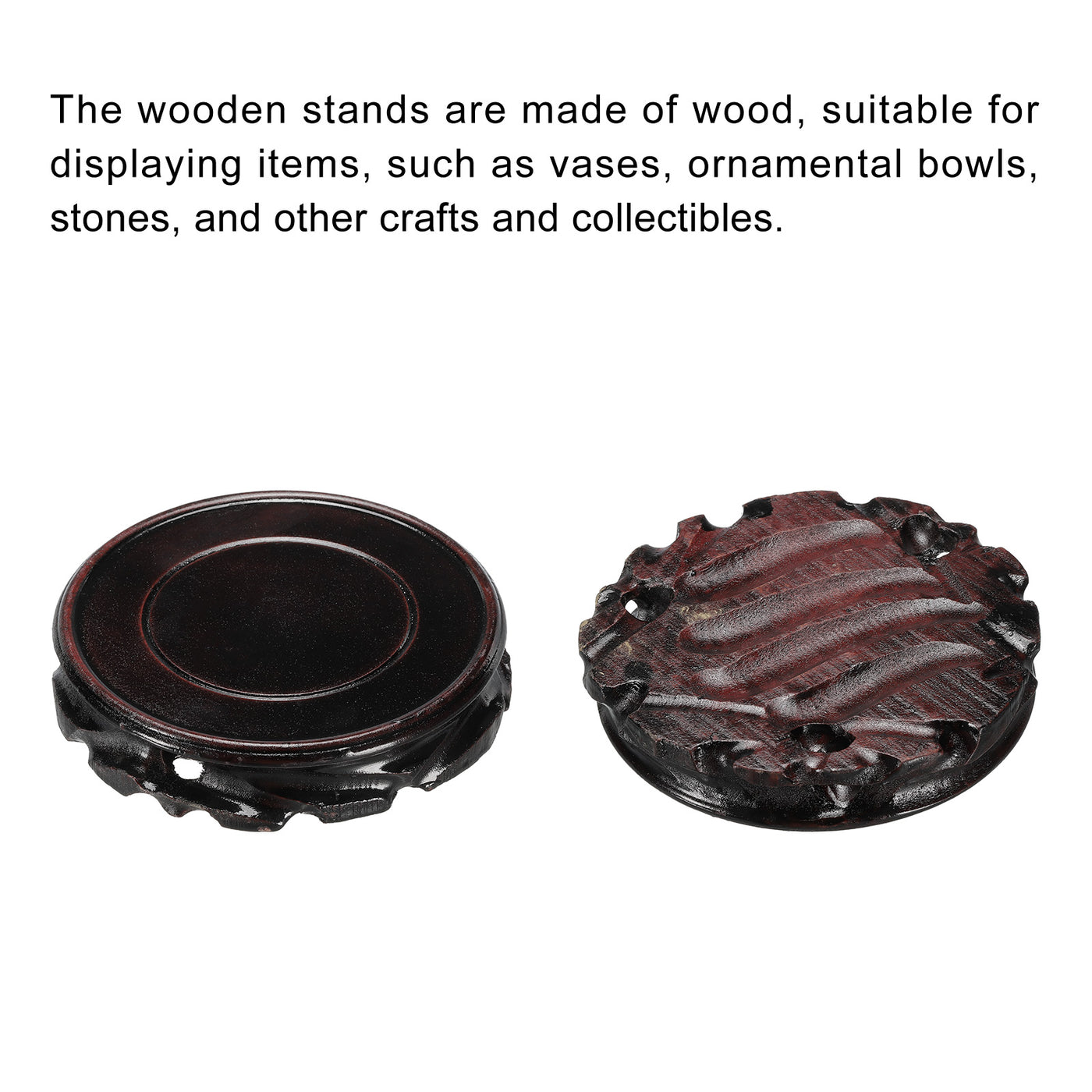 Harfington Wooden Stand Holders Displays Base 110mm Diameter Black for Vase Bonsai Stone