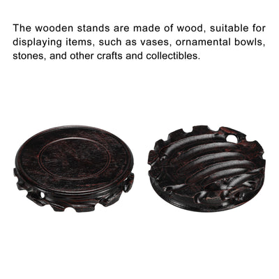 Harfington Wooden Stand Holders Displays Base 120mm Diameter Black for Vase Stone Pack of 2