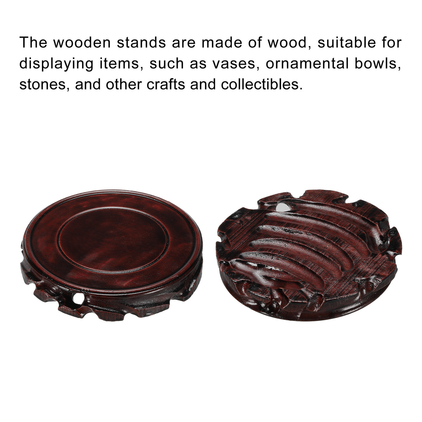 Harfington Wooden Stand Holders Displays Base 130mm Diameter Black for Vase Bonsai Stone