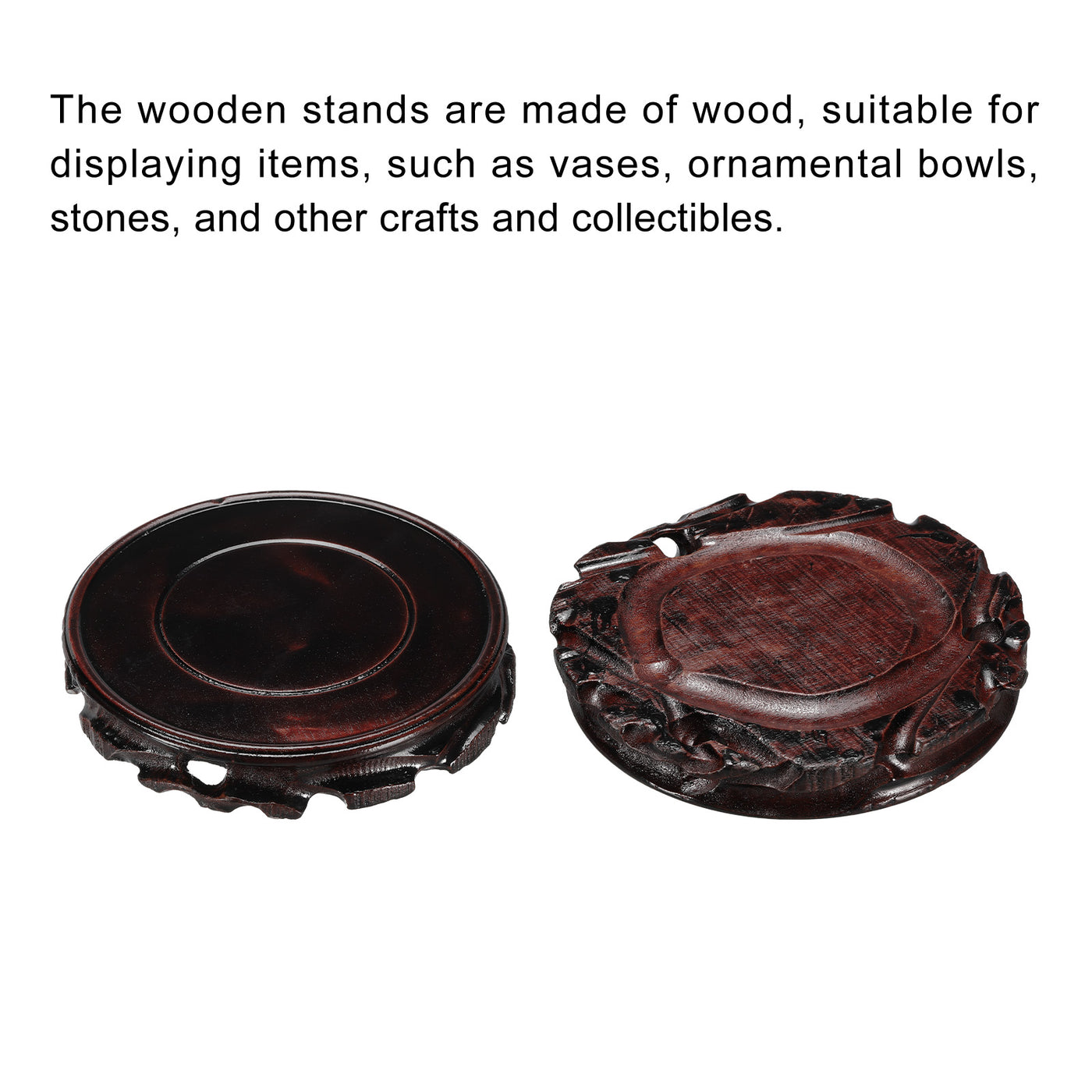 Harfington Wooden Stand Holders Displays Base 140mm Diameter Black for Vase Bonsai Stone