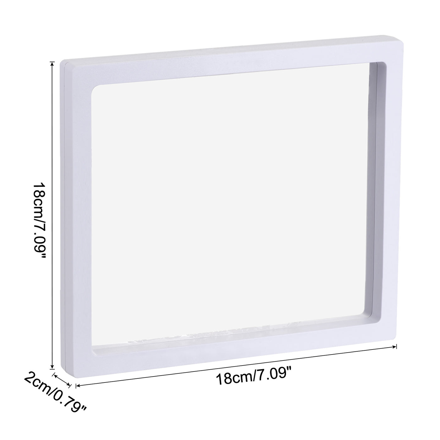 Harfington Floating Thin Film Display Box with Base 18cm x 18cm x 2cm White Pack of 3