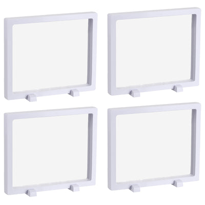 Harfington Floating Thin Film Display Box with Base 18cm x 18cm x 2cm White Pack of 4