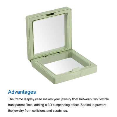Harfington Floating Thin Film Display Box with Base 7cm x 7cm x 2cm Green Pack of 6