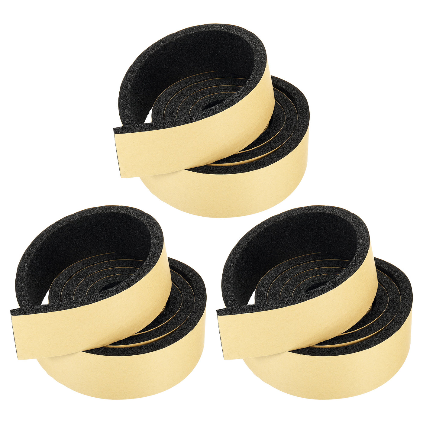 Harfington 3pcs 50mmx10mmx2m PVC Foam Seal Tape Self-Adhesive Insulation Weatherstrip,Black