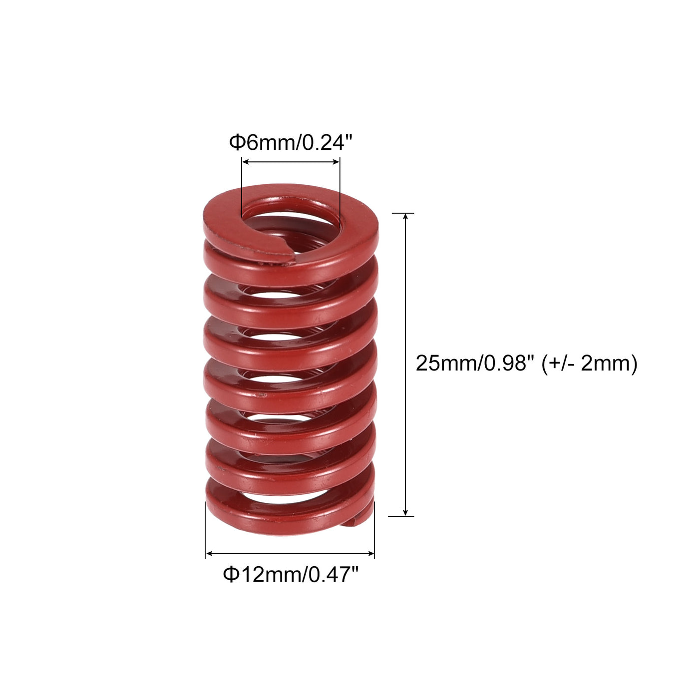 uxcell Uxcell Die Spring, 20pcs 12mm OD 25mm Long Stamping Medium Load Compression, Red
