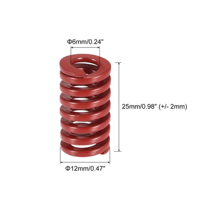 Harfington Uxcell Die Spring, 20pcs 12mm OD 25mm Long Stamping Medium Load Compression, Red
