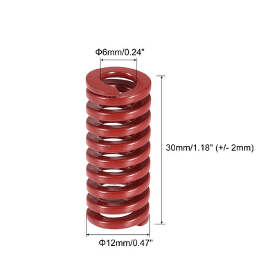Harfington Uxcell Die Spring, 20pcs 12mm OD 30mm Long Stamping Medium Load Compression, Red