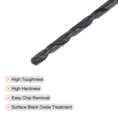 Harfington Uxcell High Speed Steel Twist Drill Bit, 1.7mm Fully Ground Black Oxide 42mm Long 2Pcs