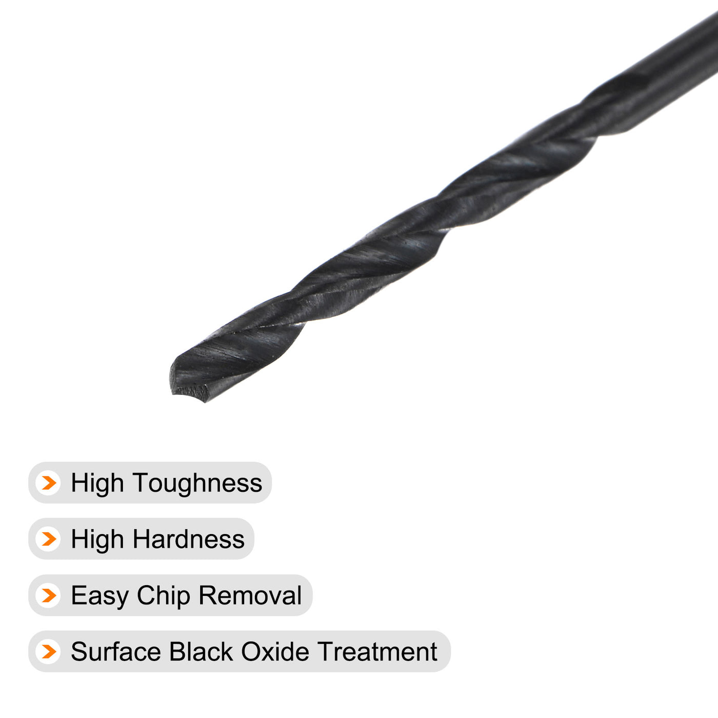 uxcell Uxcell High Speed Steel Twist Drill Bit, 1.9mm Fully Ground Black Oxide 45mm Long 5Pcs