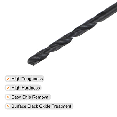 Harfington Uxcell High Speed Steel Twist Drill Bit, 1.9mm Fully Ground Black Oxide 45mm Long 5Pcs