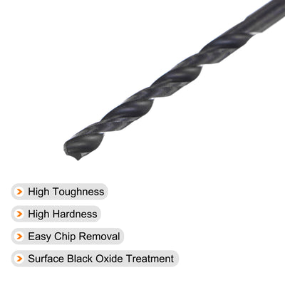 Harfington Uxcell High Speed Steel Twist Drill Bit, 2.3mm Fully Ground Black Oxide 53mm Long 5Pcs