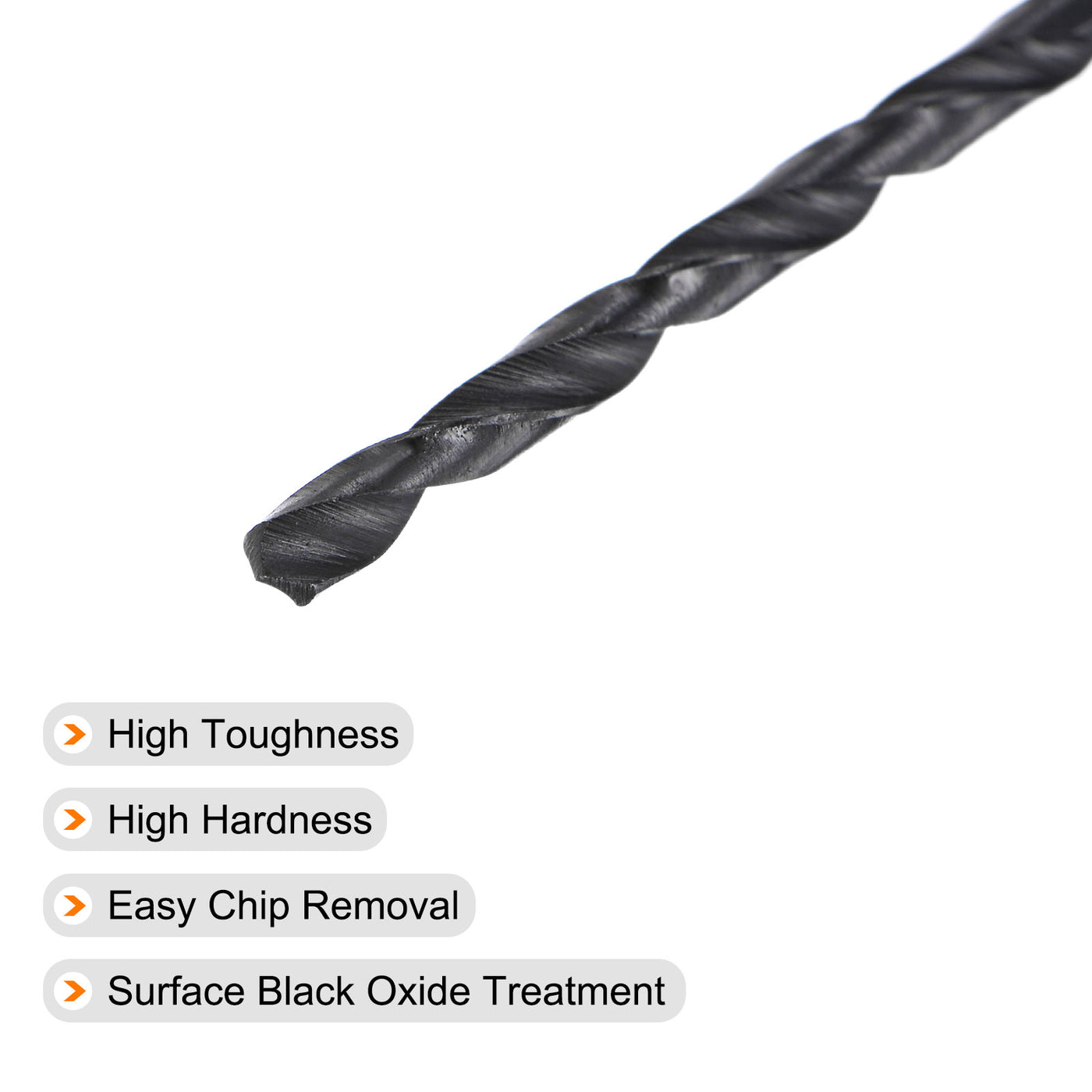 uxcell Uxcell High Speed Steel Twist Drill Bit, 2.4mm Fully Ground Black Oxide 56mm Long 5Pcs