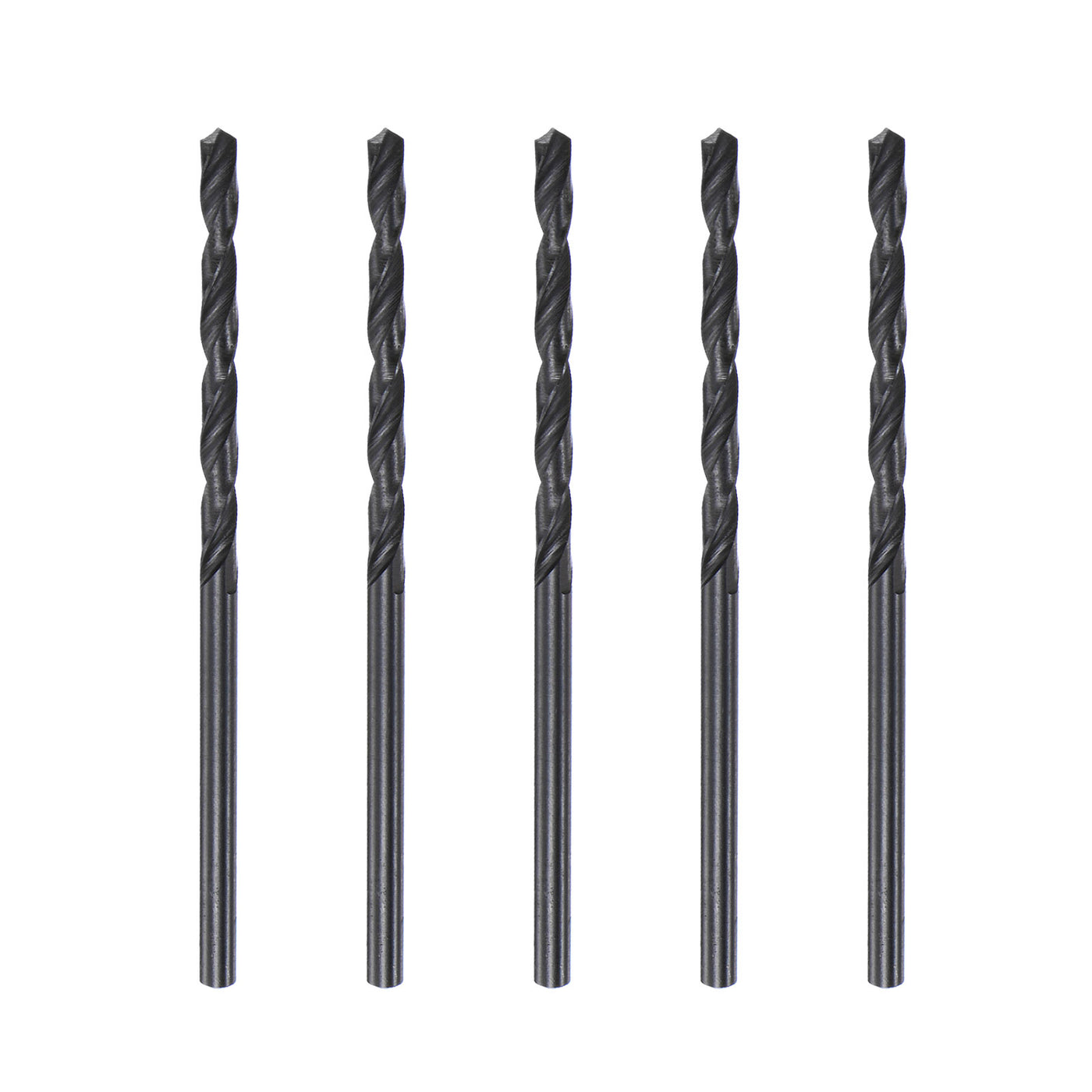 uxcell Uxcell High Speed Steel Twist Drill Bit, 2.4mm Fully Ground Black Oxide 56mm Long 5Pcs