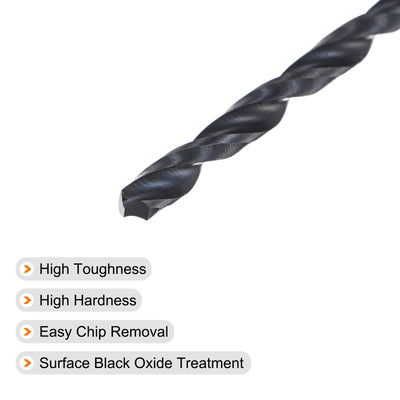 Harfington Uxcell High Speed Steel Twist Drill Bit, 2.7mm Fully Ground Black Oxide 61mm Long 5Pcs