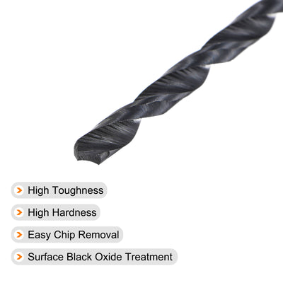 Harfington Uxcell High Speed Steel Twist Drill Bit, 2.8mm Fully Ground Black Oxide 59mm Long 5Pcs