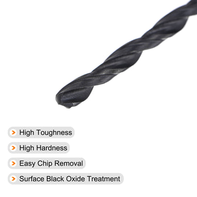 Harfington Uxcell High Speed Steel Twist Drill Bit, 3.2mm Fully Ground Black Oxide 65mm Long 5Pcs