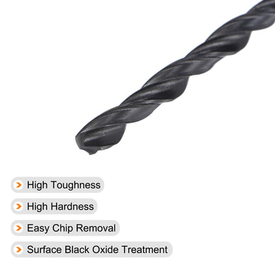 Harfington Uxcell High Speed Steel Twist Drill Bit, 3.6mm Fully Ground Black Oxide 68mm Long 2Pcs