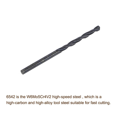 Harfington Uxcell High Speed Steel Twist Drill Bit, 3.7mm Fully Ground Black Oxide 70mm Long 2Pcs