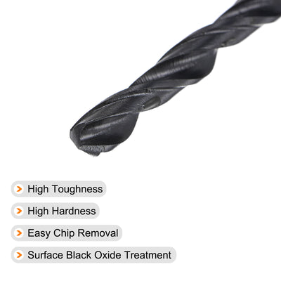 Harfington Uxcell High Speed Steel Twist Drill Bit, 4.7mm Fully Ground Black Oxide 80mm Long 5Pcs