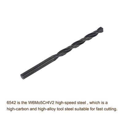 Harfington Uxcell High Speed Steel Twist Drill Bit, 5.4mm Fully Ground Black Oxide 92mm Long 10Pcs
