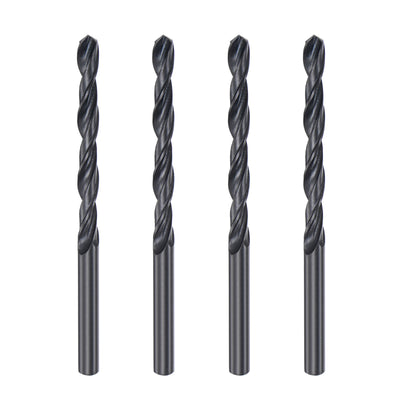 Harfington Uxcell High Speed Steel Twist Drill Bit, 5.7mm Fully Ground Black Oxide 92mm Long 4Pcs