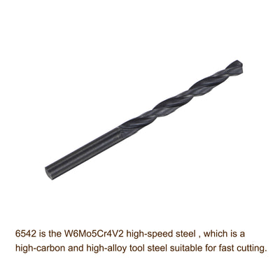 Harfington Uxcell High Speed Steel Twist Drill Bit, 6mm Fully Ground Black Oxide 92mm Long 4Pcs